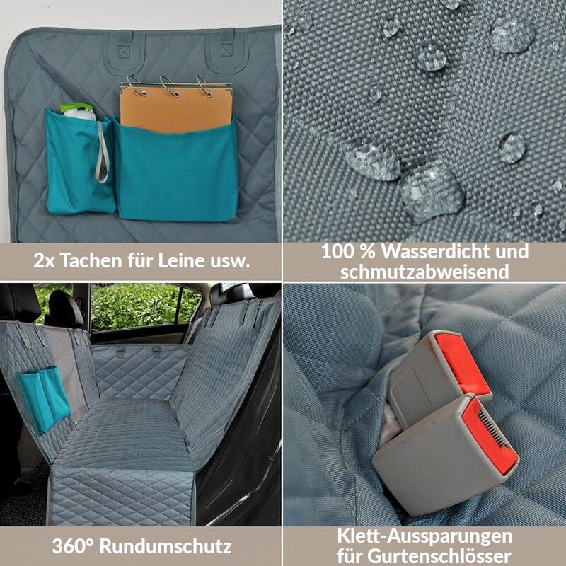 Hundedecke Auto Rueckbank Autoschondecke fuer Hunde Grau 4 Funktionen Rundumschutz