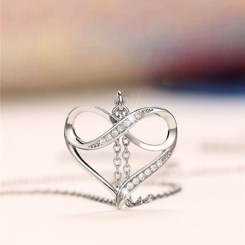 silber herz anhaenger 925 Silber Unendlichkeits Herz Zirkonia